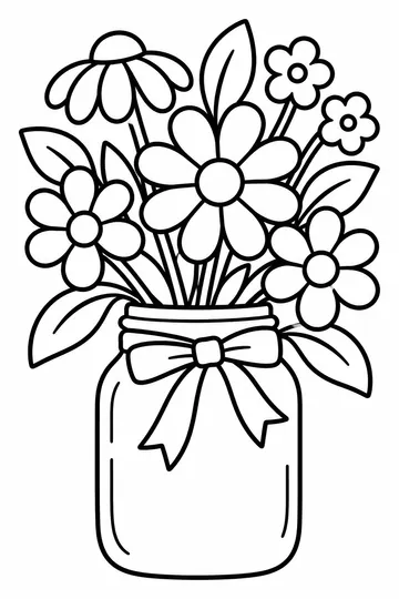 Flowers in a Jar coloring page