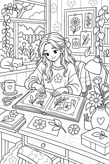 Pressing Flowers coloring page