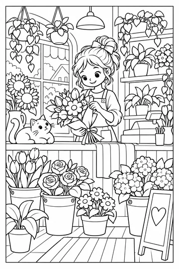 Little Flower Shop coloring page