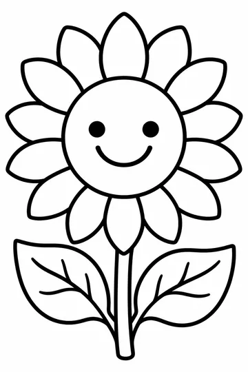 Smiling Sunflower coloring page