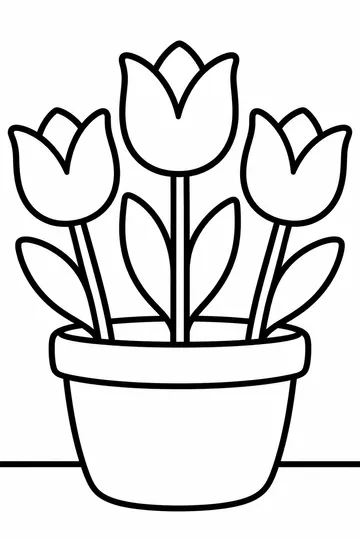 Tulips in a Pot coloring page