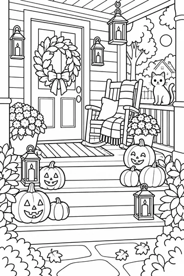 Decorating the Porch coloring page