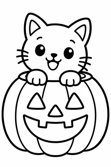 Cat in a Pumpkin coloring page
