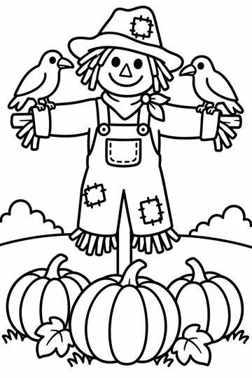 Friendly Scarecrow coloring page