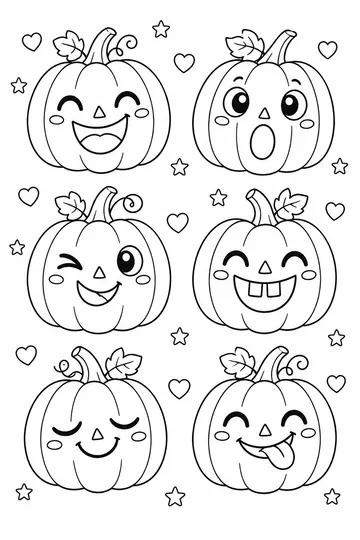 Pumpkin Faces coloring page