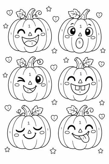 Pumpkin Faces color by number