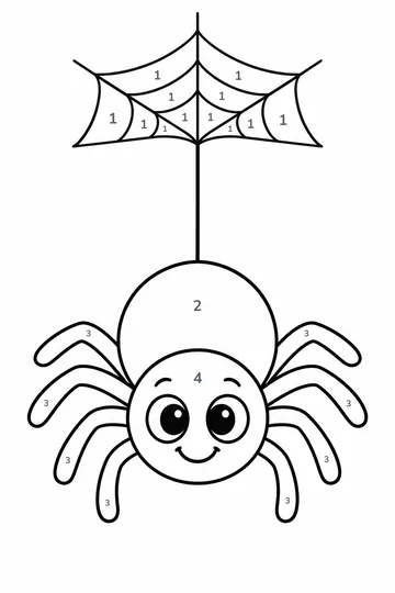 Friendly Spider color by number