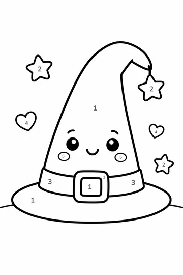 Witch Hat color by number