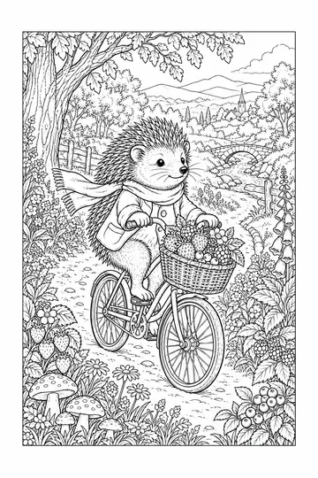 Hedgehog on a Bike coloring page
