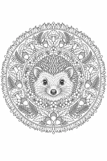 Hedgehog Portrait Mandala coloring page