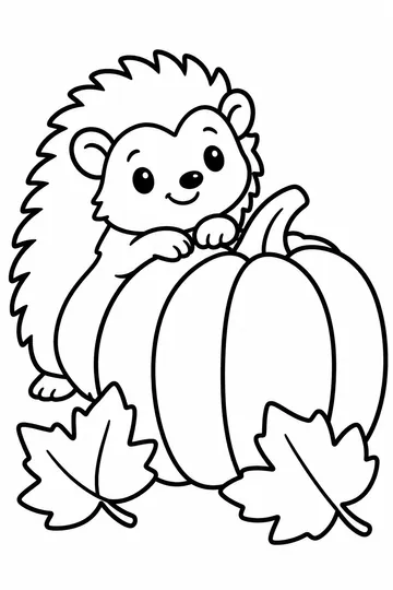 Hedgehog and Pumpkin coloring page