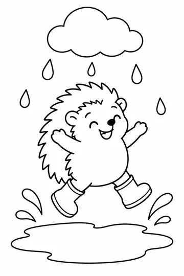 Hedgehog in the Rain coloring page