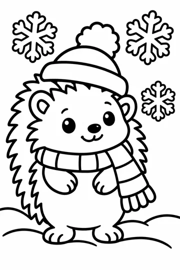 Hedgehog in the Snow coloring page