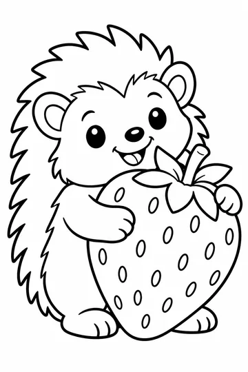 Hedgehog and Strawberry coloring page