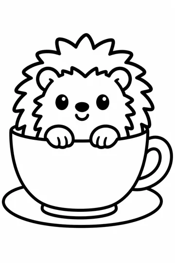 Hedgehog Teacup coloring page