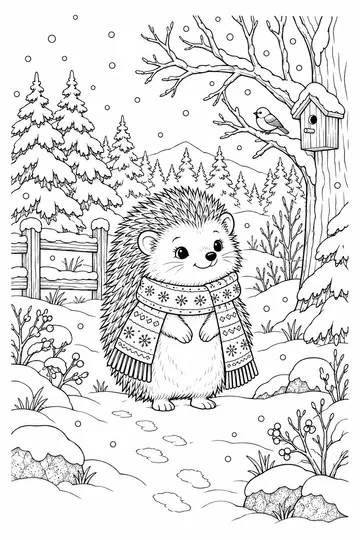 Hedgehog in a Scarf coloring page