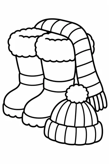Winter Boots and Scarf coloring page