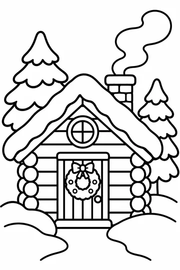 Cabin in the Snow coloring page