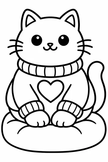 Cat in a Sweater coloring page