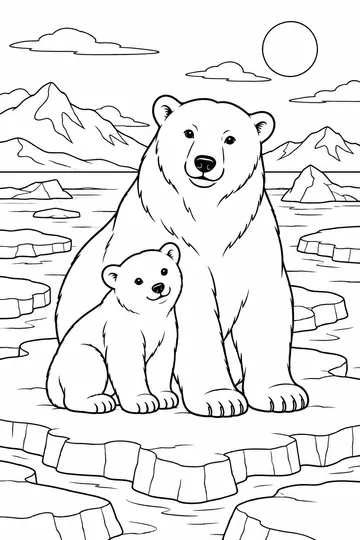 Polar Bear and Cub coloring page
