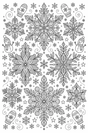 Snowflakes Zentangle coloring page