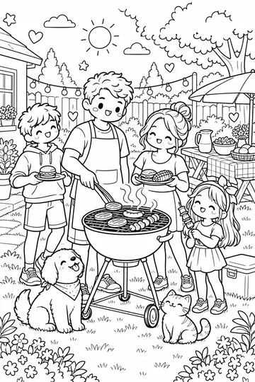 Backyard Barbecue coloring page