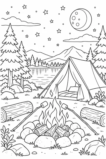 Summer Camping coloring page