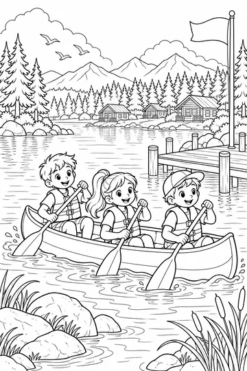 Summer Camp Canoe coloring page