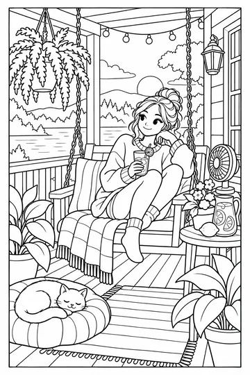 Summer Porch coloring page