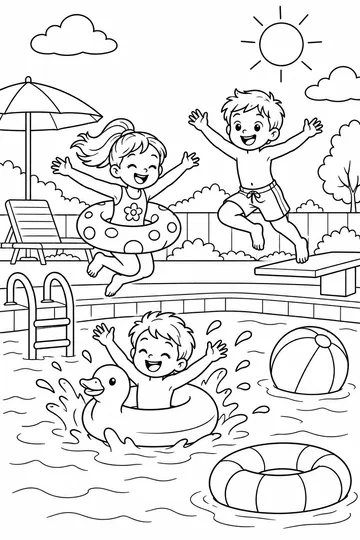 Pool Party coloring page