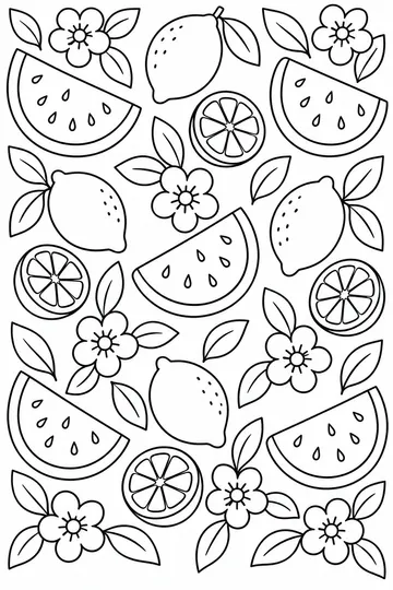 Watermelon Pattern coloring page