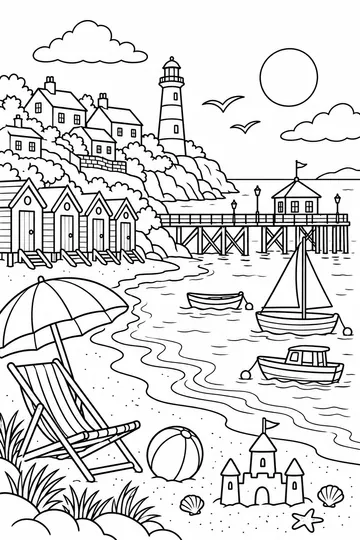 Seaside Town coloring page