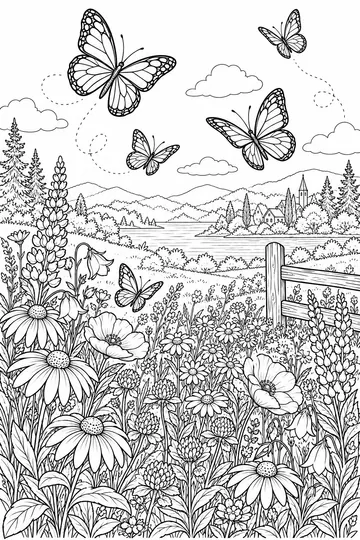 Butterfly Meadow coloring page