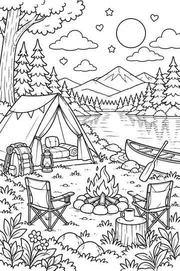 First Camping Trip coloring page