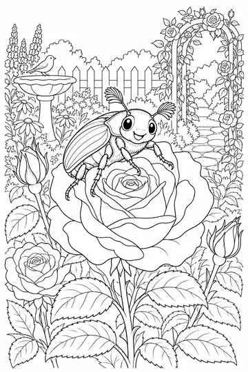 June Bug in the Garden coloring page