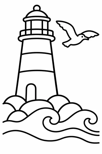 Seaside Lighthouse coloring page