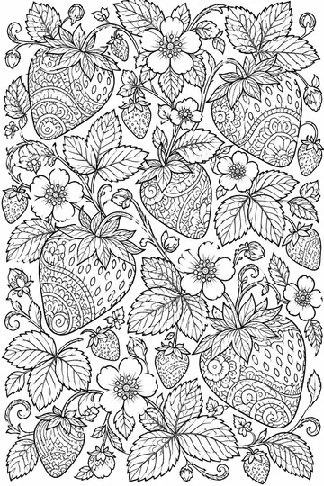 Strawberry Pattern Zentangle coloring page