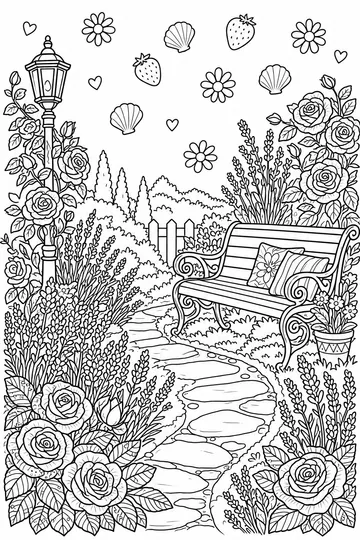 Summer Rose Garden Zentangle coloring page
