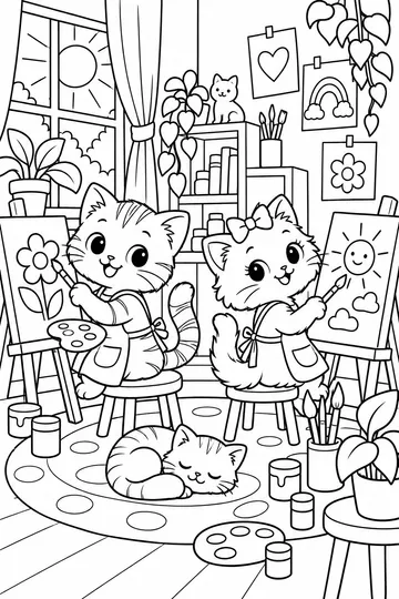 Kitten Art Class coloring page
