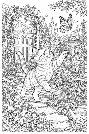 Garden Kitten coloring page