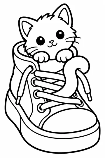 Kitten in a Shoe coloring page