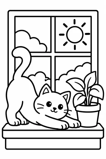 Kitten in the Sun coloring page