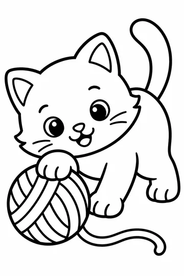 Kitten with Yarn coloring page to color online