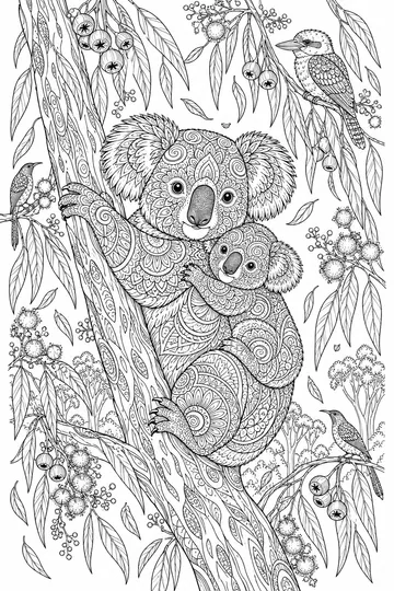 Eucalyptus Forest Zentangle coloring page