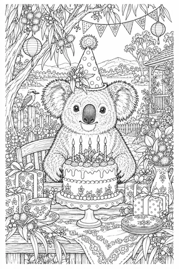 Koala Birthday coloring page