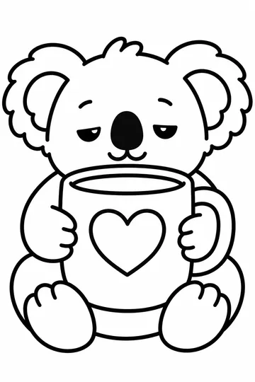 Coffee Koala coloring page