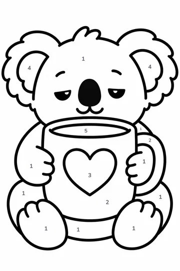 Coffee Koala color by number to color online