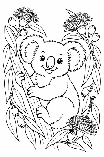 Koala Floral Frame coloring page