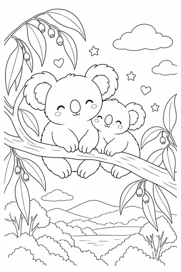 Koala Friends coloring page
