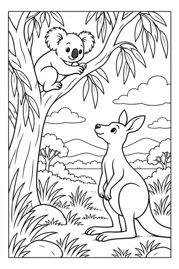 Koala and Kangaroo coloring page